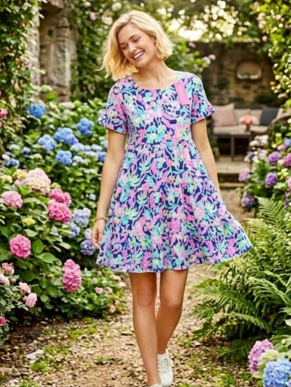 Lilly Pulitzer Jodee Dress in Oyster Bay Navy Seen and Herd, Size S